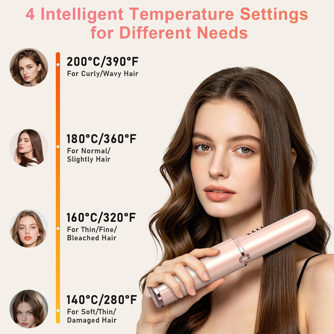 KARFUN Stylingbürste für kurze, 4 Temperaturstufen, Schnellaufheizung Rosa, Rosa