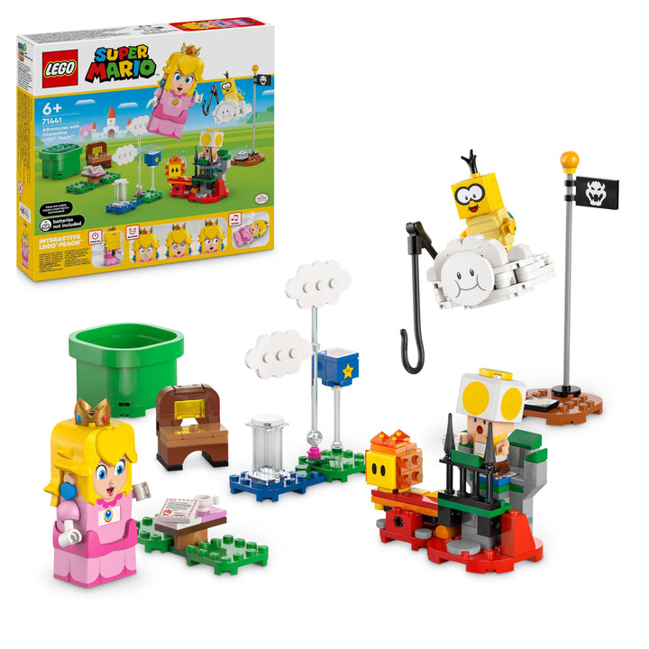 LEGO Super Mario Abenteuer mit der interaktiven Peach, Spielset für Kinder mit gelbem Toad, Nintendo