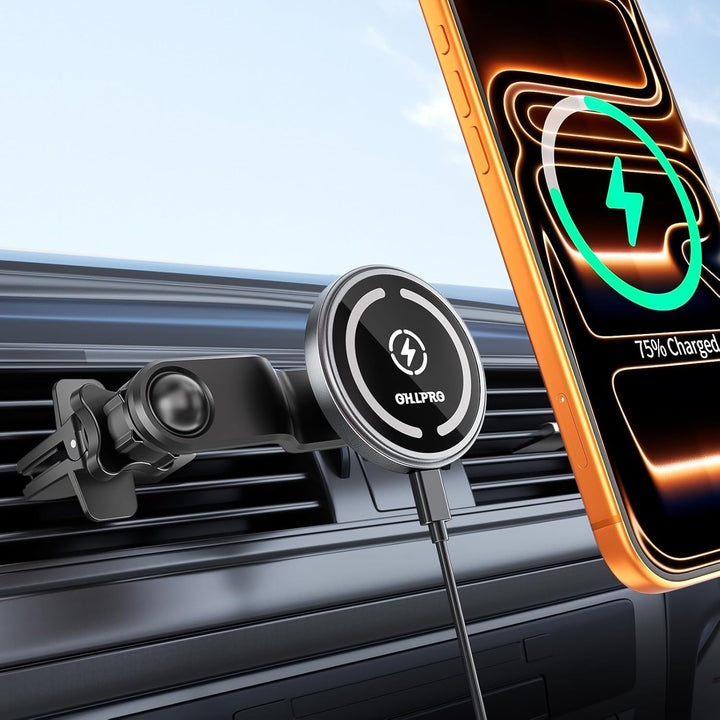 Kompatibel 15W Qi Ladegerät Magsafe Autohalterung 【Alulegierung】, Kabelloses Magnet Auto Lüftung Han