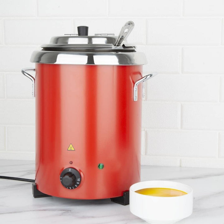Buffalo GH227 Roter Suppenkessel mit Griffen, 5,7 l, 348 x 255 mm, Edelstahl,