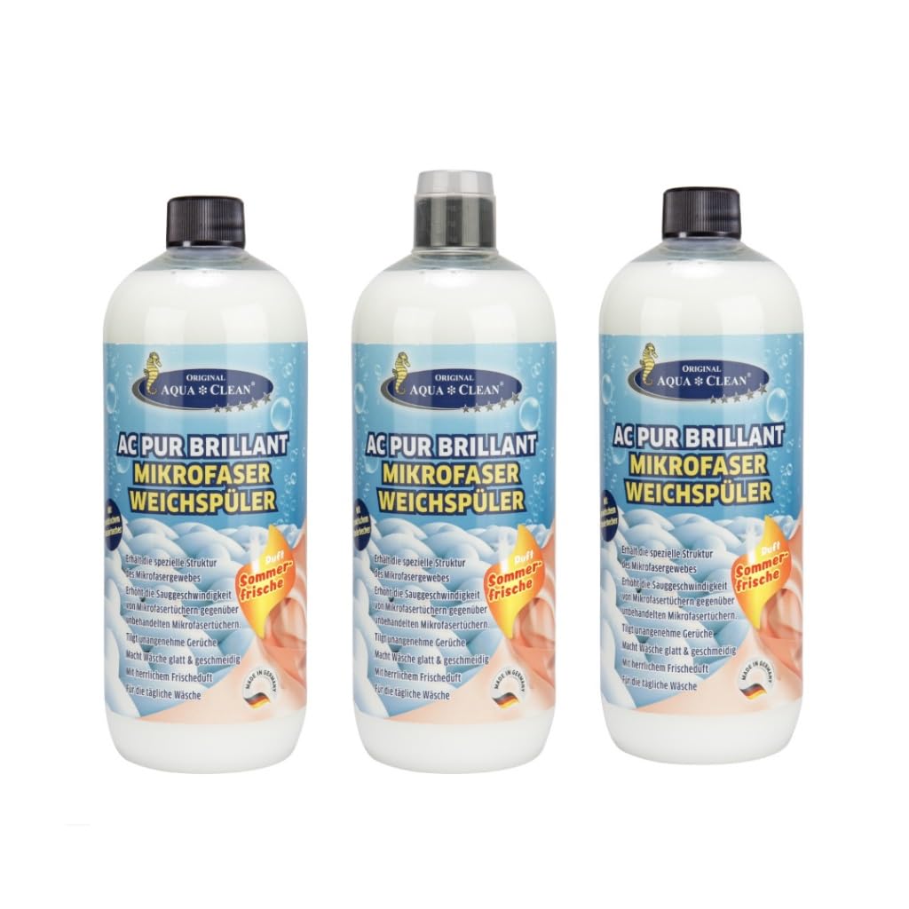 AQUA CLEAN PUR Brillant Weichspüler für Mikrofaser Sommerfrische 3x 1l
