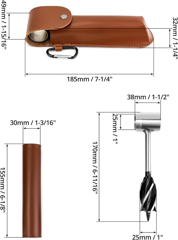 QWORK Handbohrmaschine, Holzbearbeitung Handbohrer manuelle Überlebensbohrer, mit Holster,für Campin