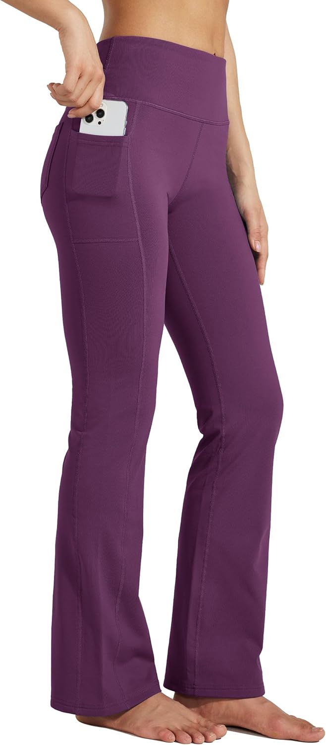 WILLIT Damen Thermo Flare Leggings Winter Fleece gefütterte Yogahose Warm Sportleggins Laufhose Boot