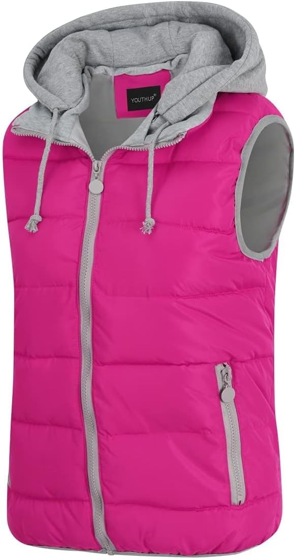 YOUTHUP West Damen Steppweste mit Kapuze Leicht Winterweste Freizeit Outdoor Ärmellos Jacke Gilet Bo