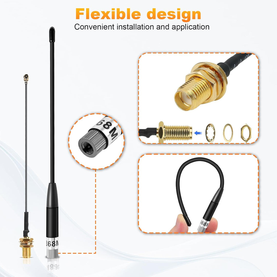 5 Stück 868-MHz Antenne, 10dBi Gain 19.5 cm Omni SMA Stecker 19.5cm + (U.FL IPX) auf SMA Buchse Kabe