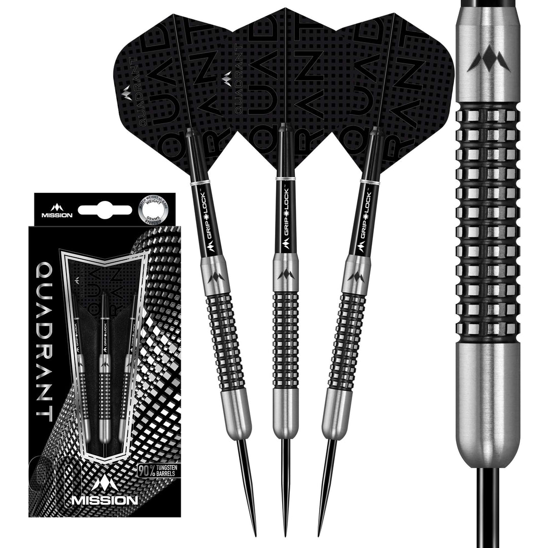 Mission Quadrant-Dartpfeile, Stahlspitze, schwarzes Titan M1 24 g, M1 24 g