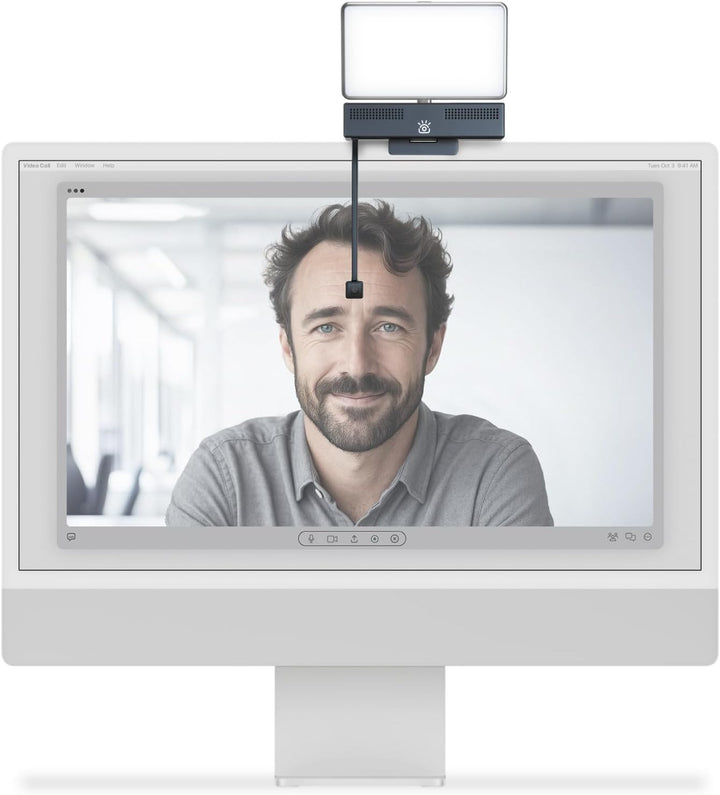Pro 4K HD Webcam mit Mikrofon, Light Panel und Sichtschutzklappe, Augenkontakt-Webcam, Plug&Play mit