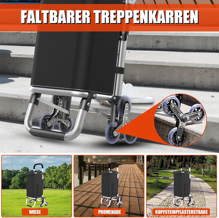 Einkaufstrolley Klappbar, 2 in1 Trolley zum Einkaufen, bis 50 kg, 56 l Kiste | Einkaufstasche mit 6