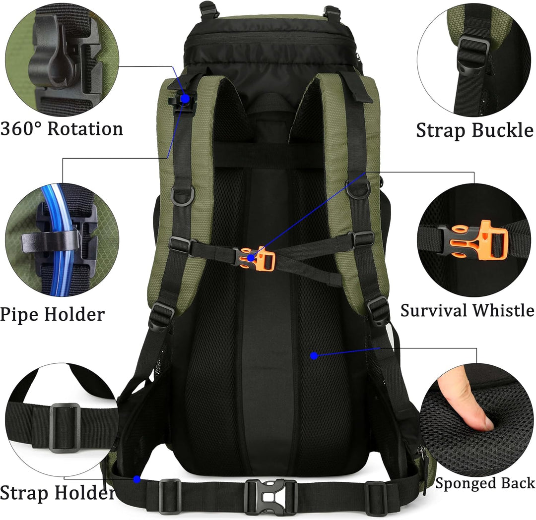 60 l Wanderrucksack, Camping-Rucksack, Jagd-Rucksack für Outdoor, wasserabweisend, taktischer Rucksa