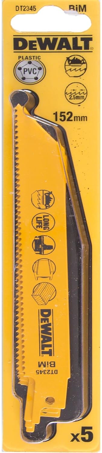 DEWALT DT2345-QZ Bimetall-Säbelsägeblatt Akku 152 Holz,Alu (5 St.)