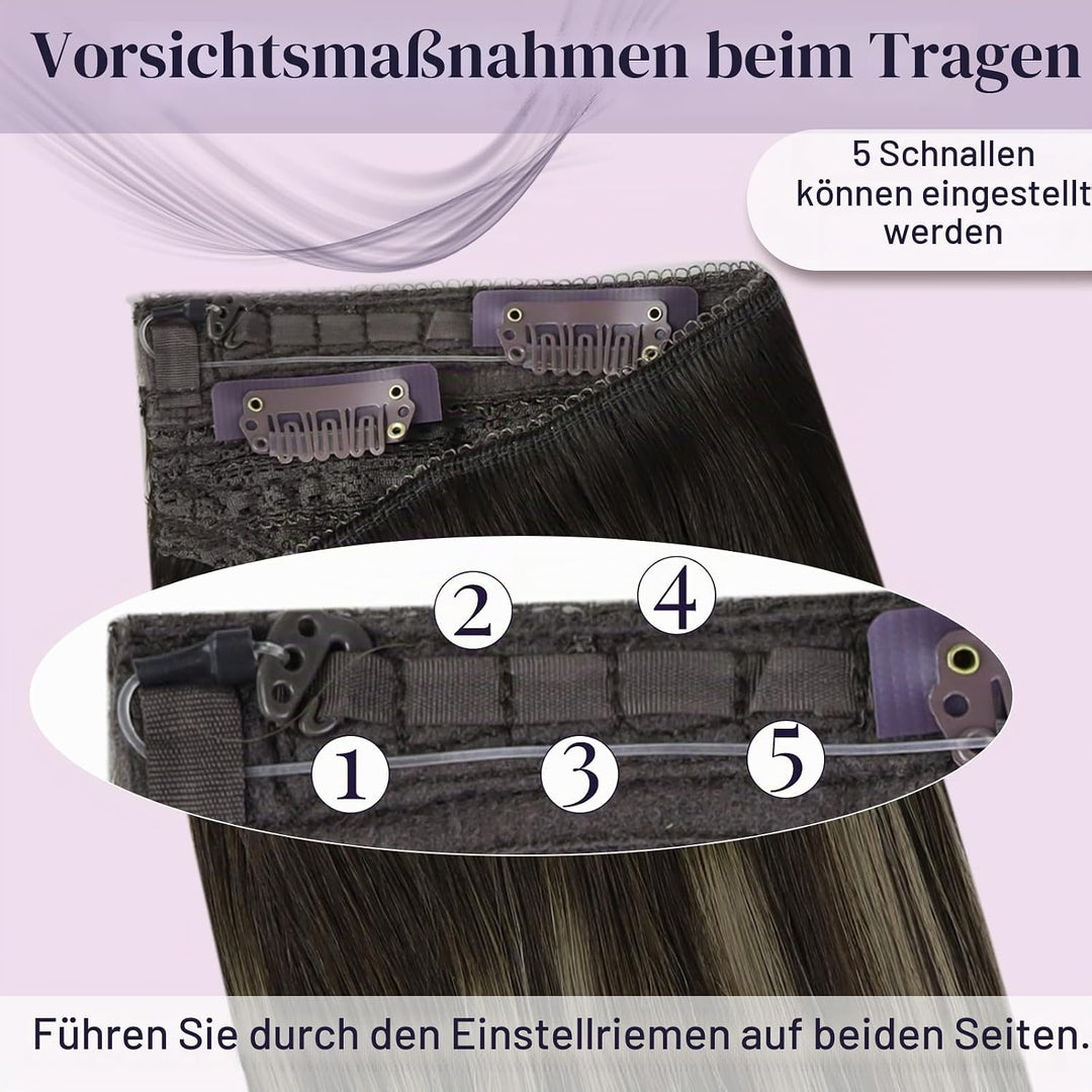 Fshine Secret Wire Extensions Echthaar mit Unsichtbarem Draht 40 cm 80 g Invisible Fish Line Extensi