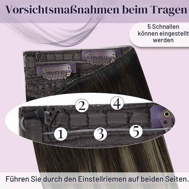 Fshine Secret Wire Extensions Echthaar mit Unsichtbarem Draht 40 cm 80 g Invisible Fish Line Extensi