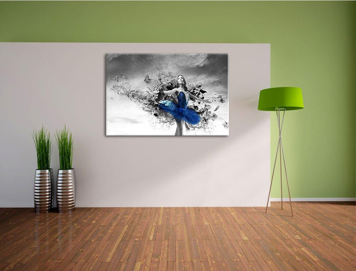 schöne Ballerina schwarz/weiss Format: 100x70 auf Leinwand, XXL riesige Bilder fertig gerahmt mit Ke