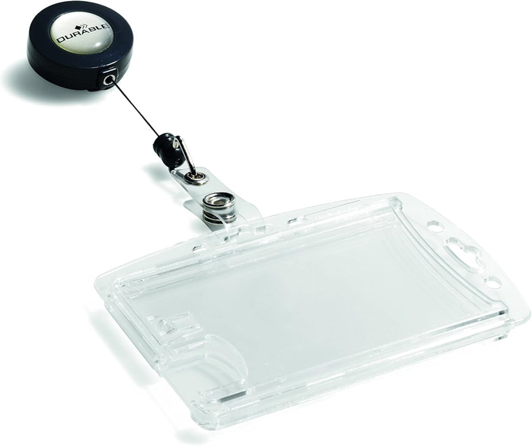Durable Doppelbox mit Jojo für 2 Betriebs-/Sicherheitsausweise, 10 Stück, transparent, 822419 Für 2