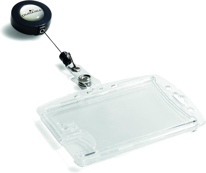 Durable Doppelbox mit Jojo für 2 Betriebs-/Sicherheitsausweise, 10 Stück, transparent, 822419 Für 2