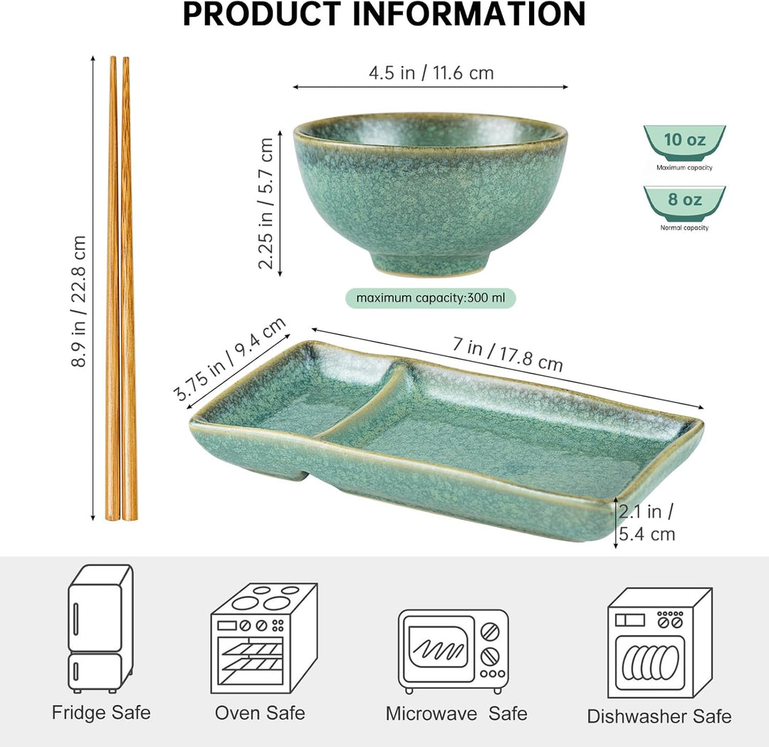 HENXFEN LEAD Sushi Geschirr Set, Sushi Set Japanischer Geschirr für Miso Suppe Maki Sushi Reis mit 2