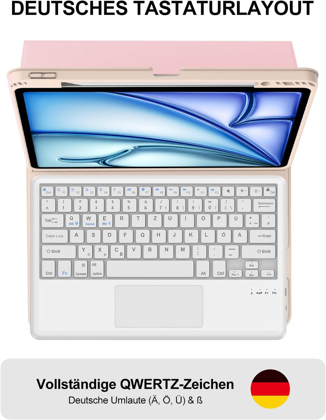 JADEMALL Für iPad Air 13" Hülle mit Tastatur & Touchpad – Kompatibel mit iPad Air 13 (2026 M4/2025 M