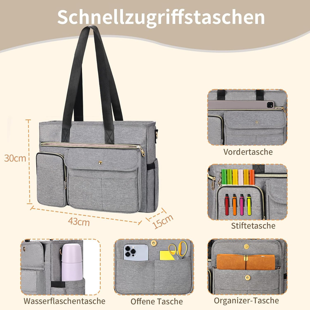 ESTARER Lehrertasche mit Erweiterter Aktenordnertasche,Arbeitstasche mit Fächern für Laptop,Tragbare