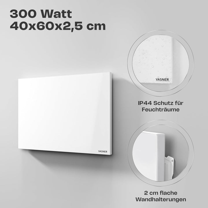 VASNER Citara M Infrarotheizung – Infrarot Elektroheizung Metall weiss Wandheizung Deckenheizung IP4