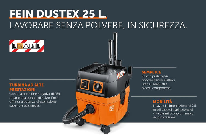 FEIN Nass-/Trockensauger Dustex 35 MX AC, Sauger zum Anschluss von Elektrowerkzeugen, vollautomatisc