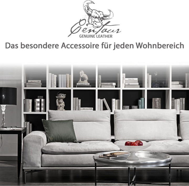 Centaur - Deko Lederkissen 50 x 40 cm für Sofa oder Schlafzimmer flaschengrün - Echt Leder Kissen Ec