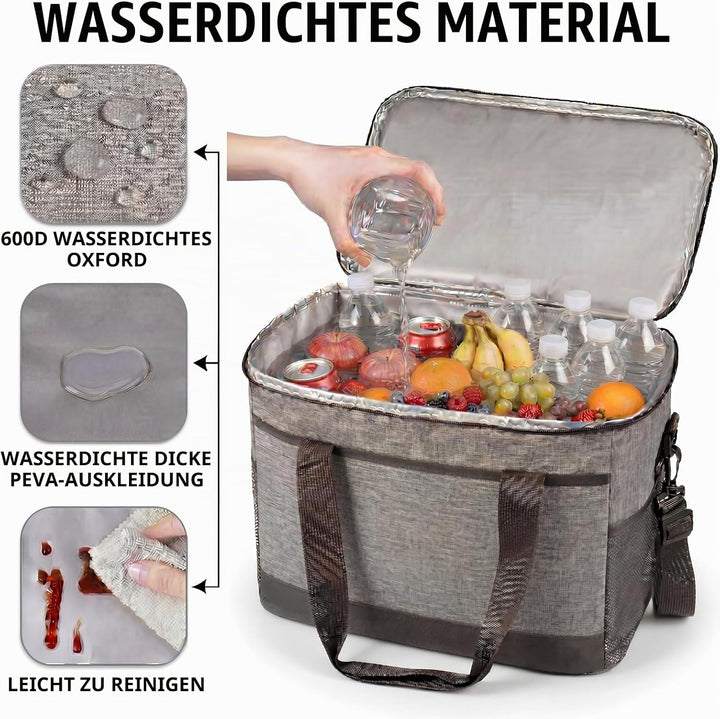 CNMTCCO Kühltasche Gross 35L Faltbare Isolierte Thermotasche, Wasserdicht &amp; Auslaufsicher, Tragbare