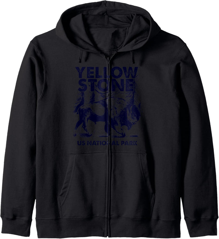 Lustiges Zitat Bison Retro Yellowstone US National Park Kapuzenjacke