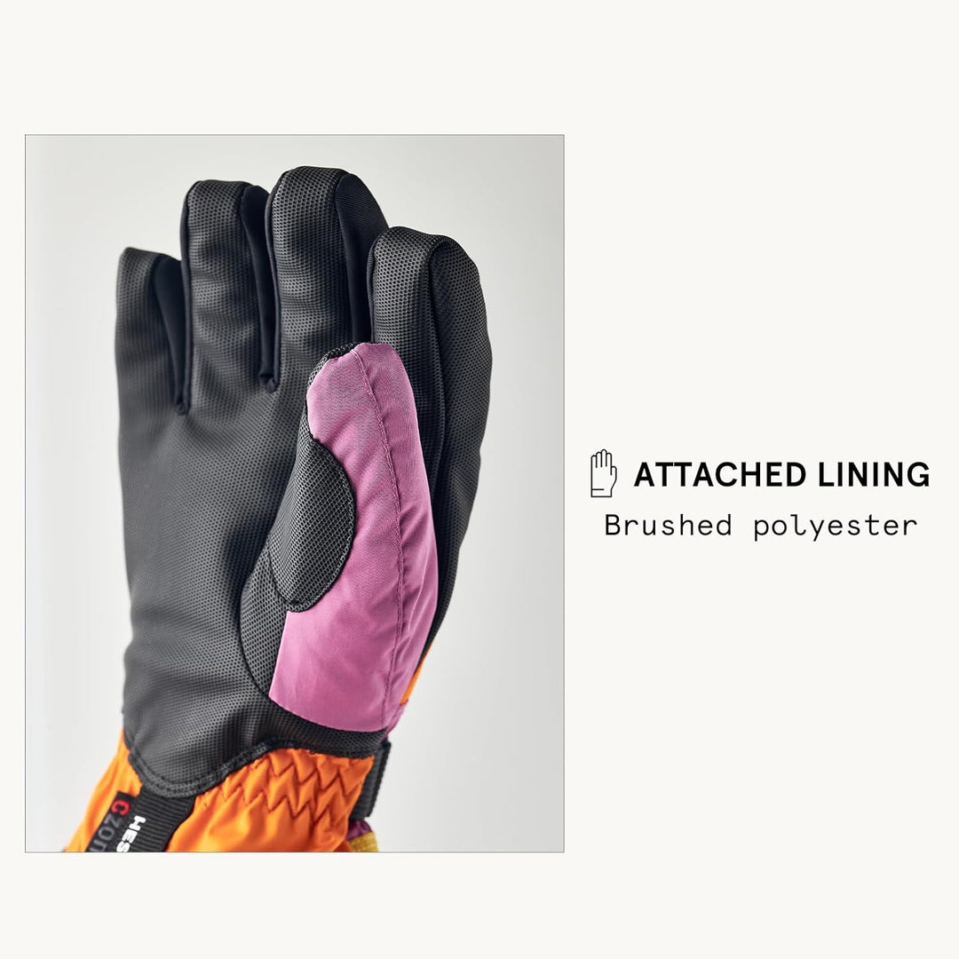 Hestra Wasserdichter Skihandschuh für Kinder, C-Zone für kaltes Wetter Orange / mehrfarbig 7, Orange