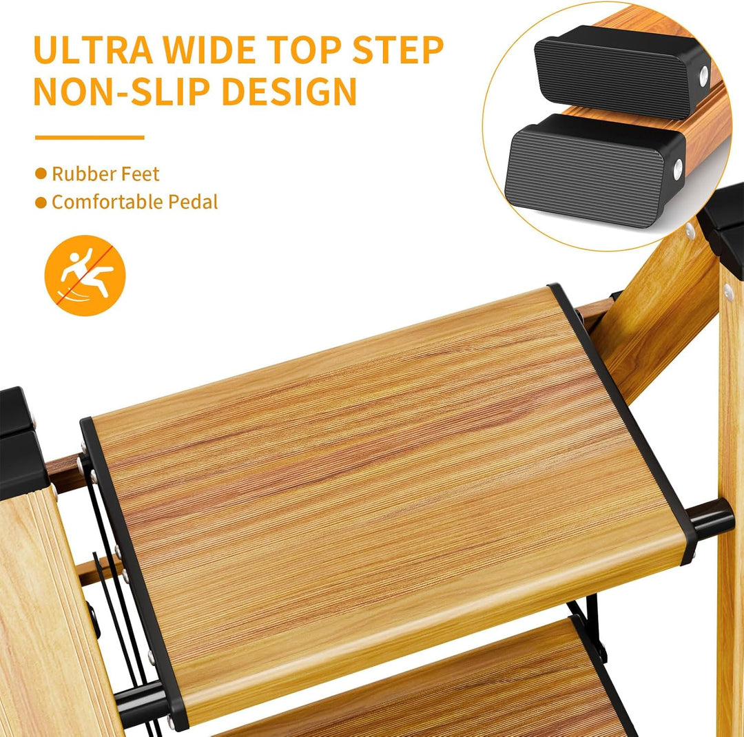 KULACO Trittleiter 2 Stufen klappbar, Aluminium Klappleiter, Tragbare Stufenleiter, rutschfeste Haus