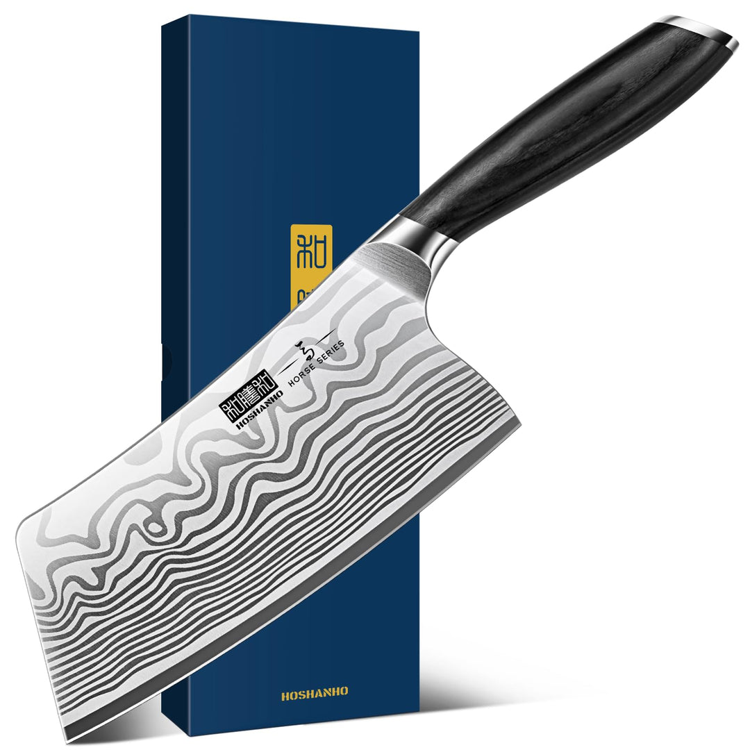 HOSHANHO Hackmesser 18 cm Scharf, Hochkohlenstoffreiches Pulverstahl, Fleischzerkleinerer, Professio