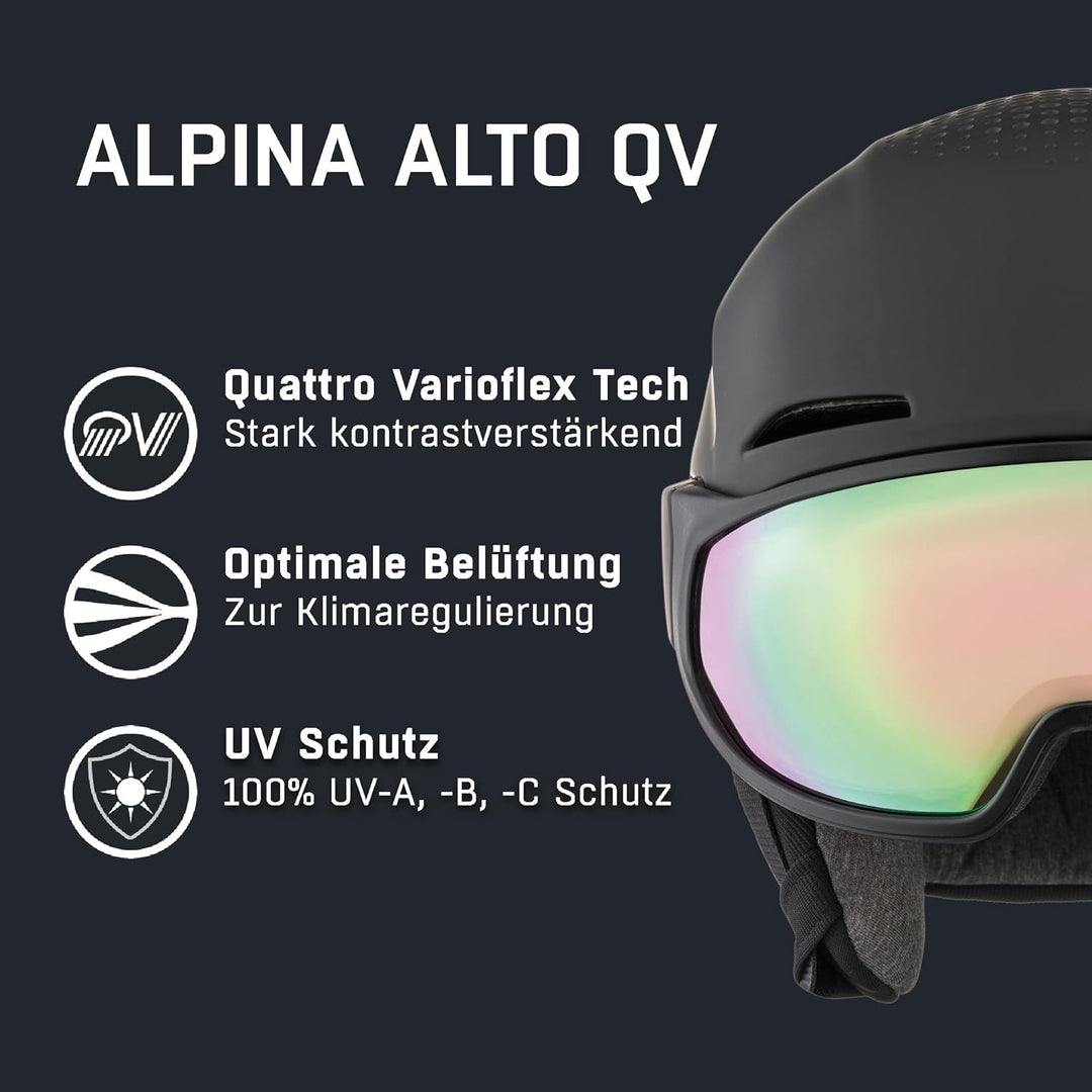 ALPINA Unisex - Erwachsene, ALTO QV Skihelm black matt 51-55 cm, black matt 51-55 cm