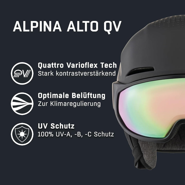 ALPINA Unisex - Erwachsene, ALTO QV Skihelm black matt 51-55 cm, black matt 51-55 cm