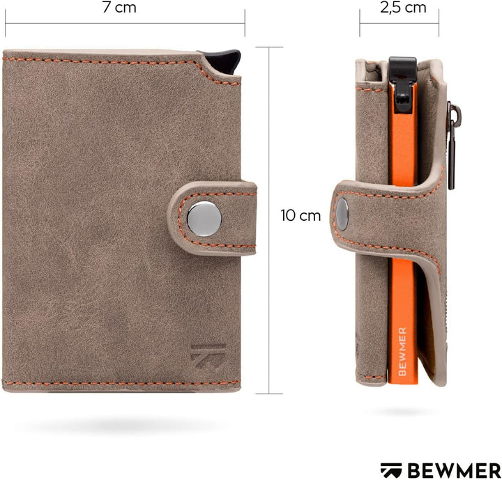 BEWMER 2 Shielded | Herren und Damen Slim Wallet mit RFID-Schutz Anti-Cloning | Kartenetui mit Münzf