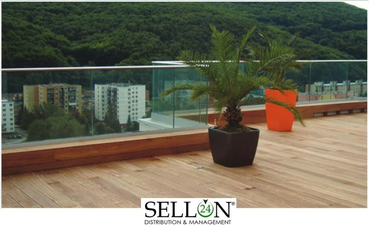 Sellon24® Ganzglasgeländer Glasgeländer Bodenprofil ALU aufgesetzte Bodenmontage Profil Aluminium el