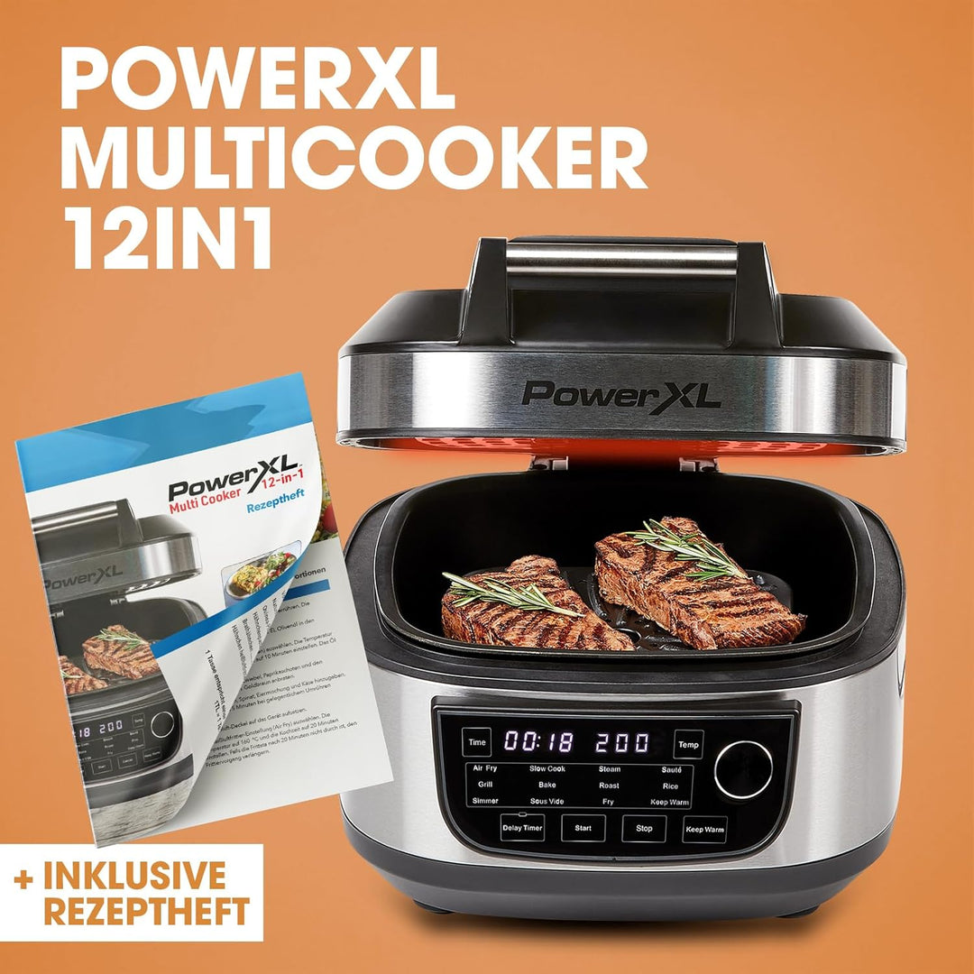 Mediashop PowerXL Multicooker – 12-in-1 Kocher mit Air Fryer Funktion – zum Braten, Kochen, Frittier