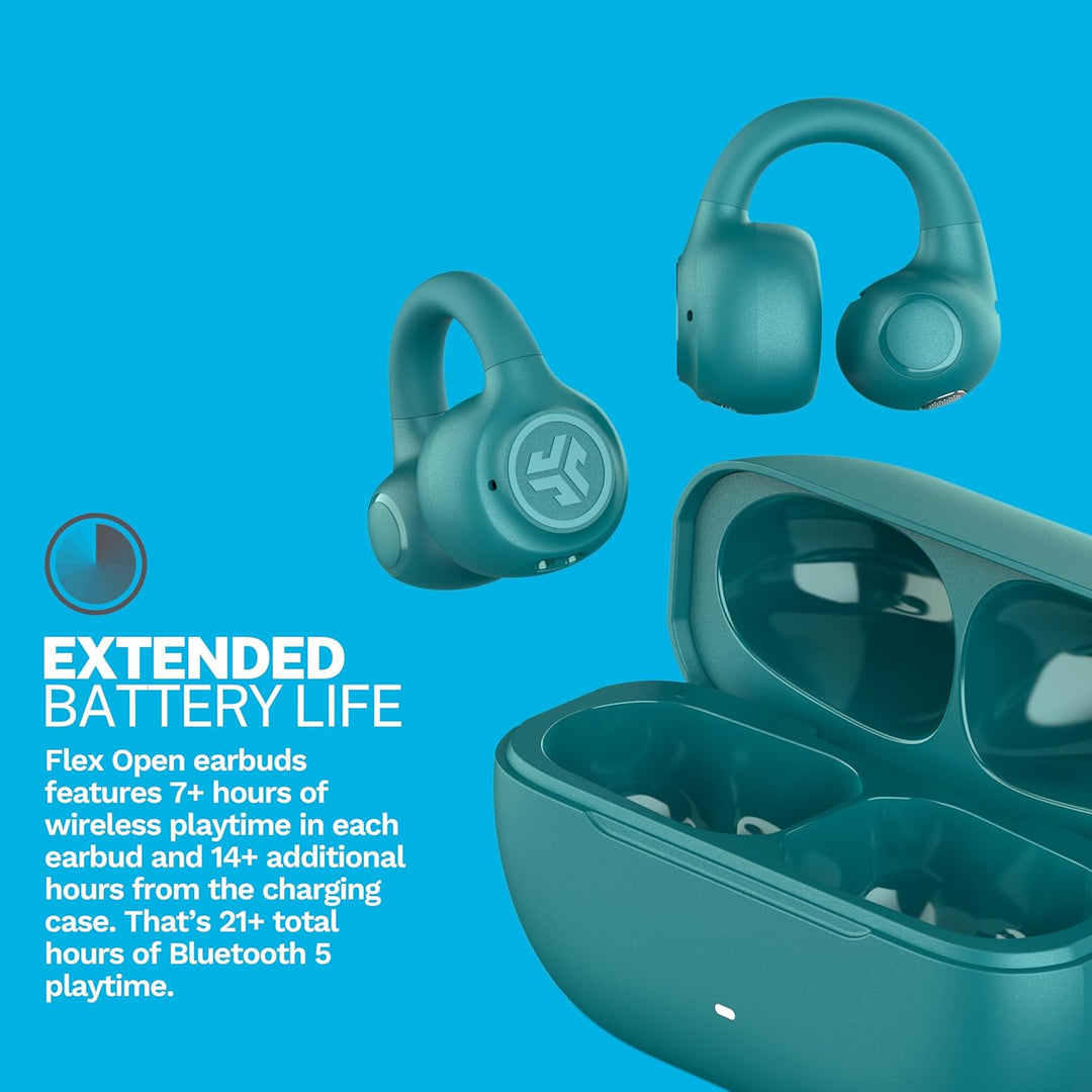 JLab Flex Open Ear Kopfhörer - Open Ear Earbuds, Manschetten-Design Clip-On-Kopfhörer, 21 Stunden Ak
