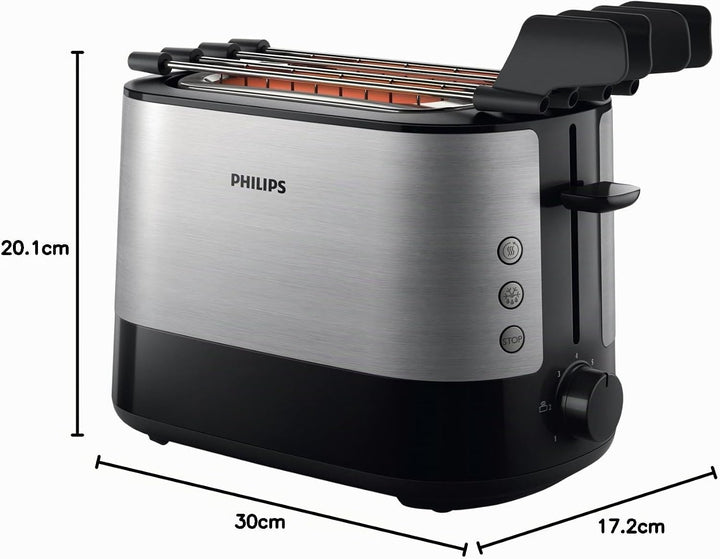 Philips HD2639/90 – Toaster (730 W, extra grosser Schlitz, Zubehör für Sandwichs), Schwarz und Silbe