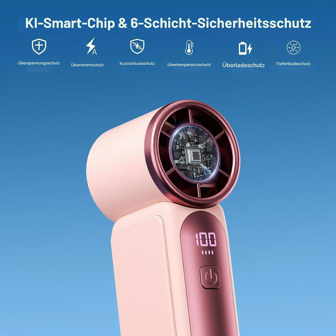 Morelax Tragbarer Mini Handventilator mit 6 Geschwindigkeiten, 16920 U/min Turbo-Luftstrom, USB wied