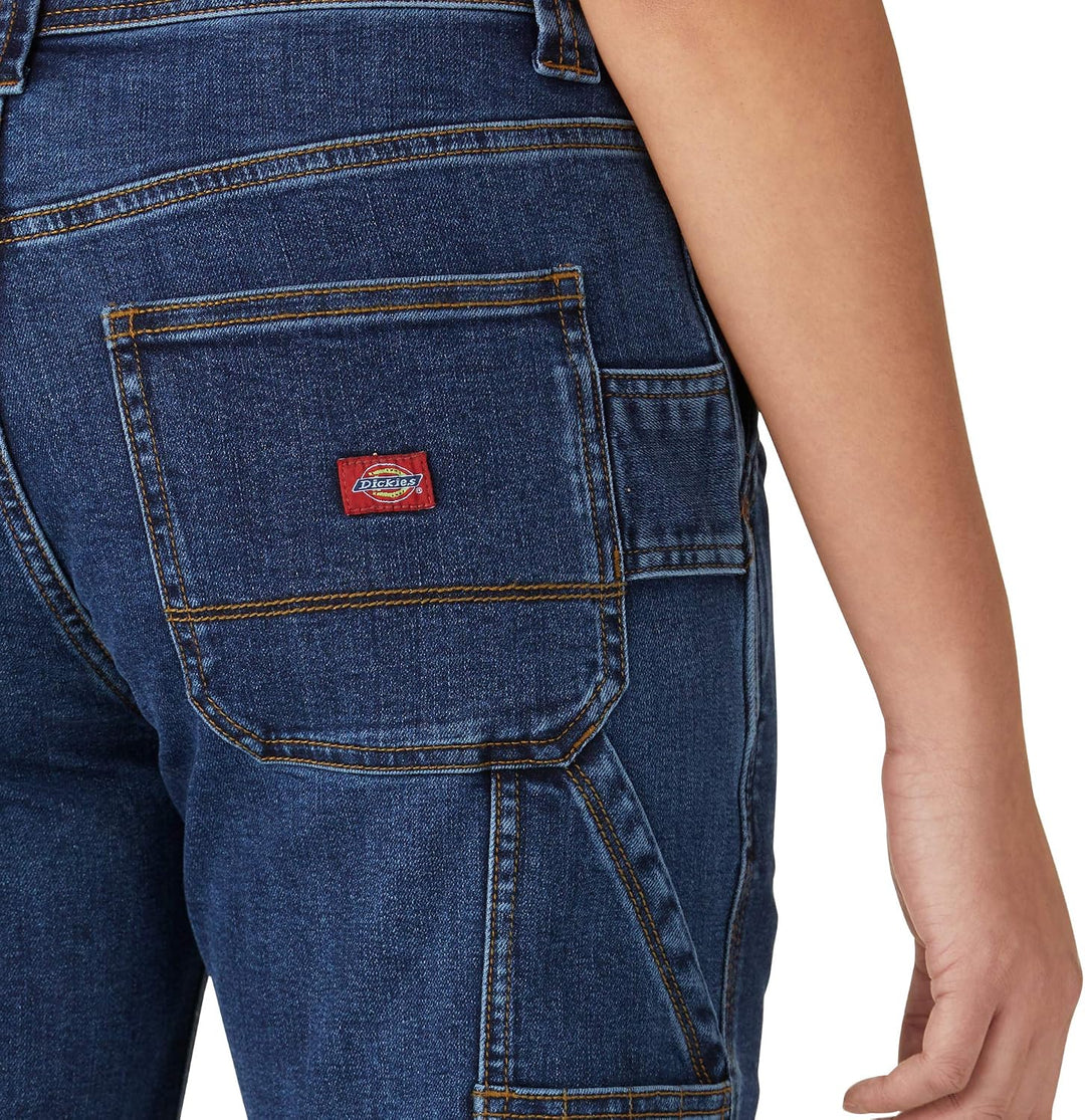 Dickies Women's Denim Carpenter Short, Dark Stonewash, 12, 12 Dark Stonewash
