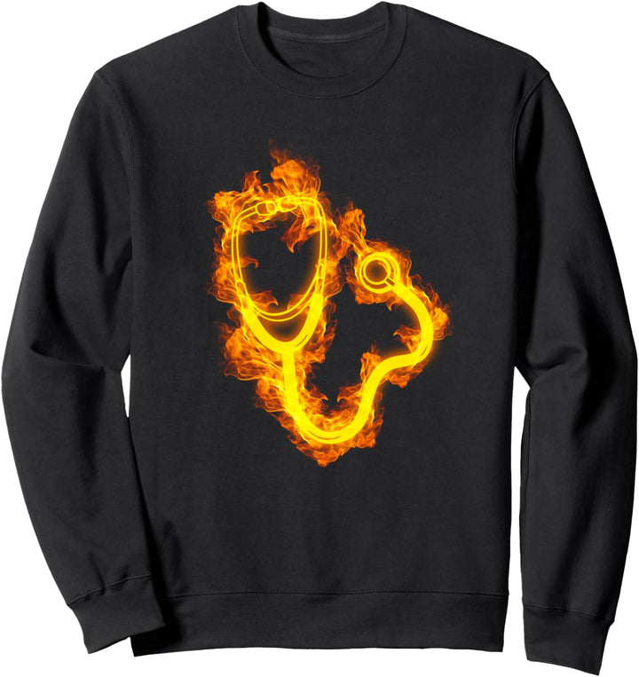 Feuer Stethoskop Flammen Arzt Pflege Krankenschwester Sweatshirt