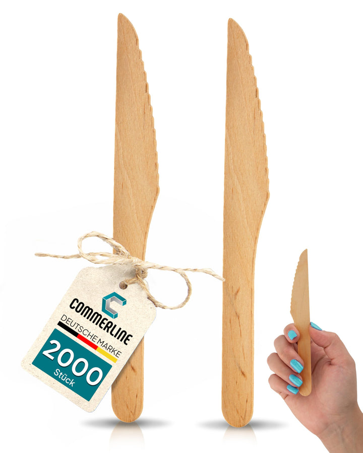 2000 Stück Einweg Holzmesser Besteck | Holz Messer Einwegmesser Einwegbesteck | Holzbesteck Holzgesc