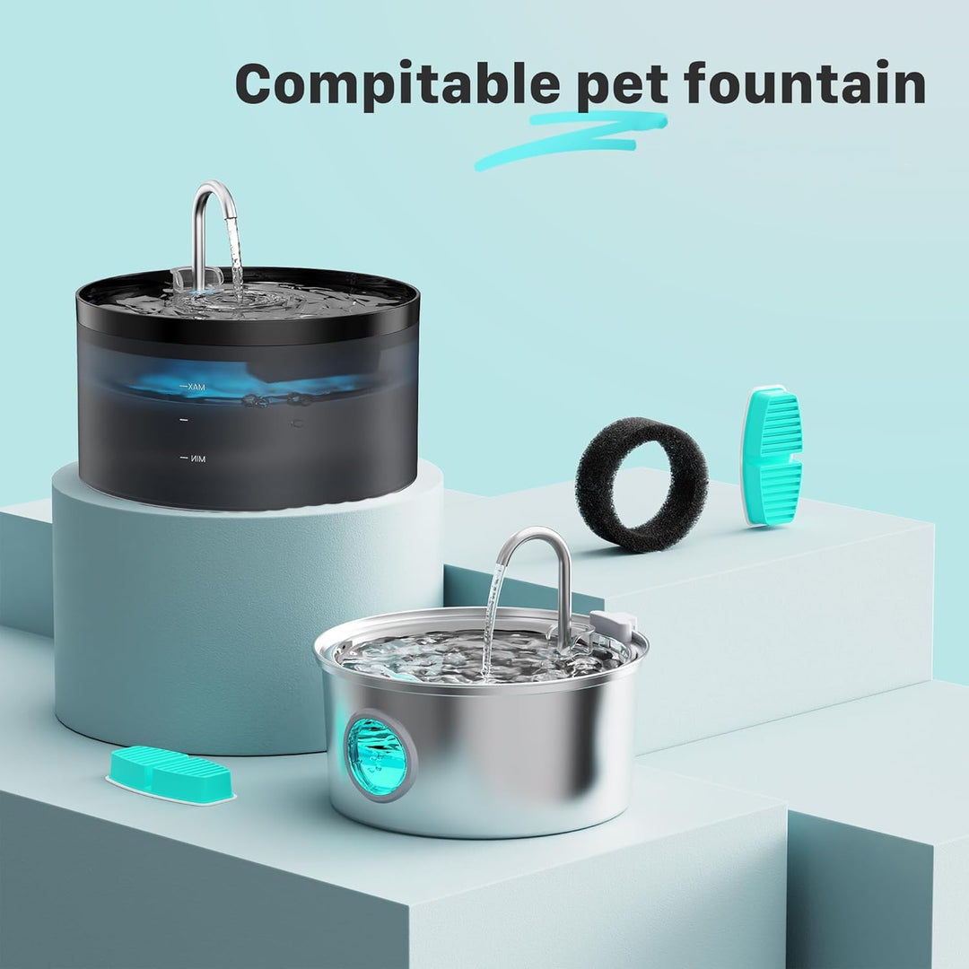 S7-6PCS FOFNON 12 Filter für Katzenbrunnen, 6 Stück Filter + 6 Stück Schaumstofffilter für Katzentri