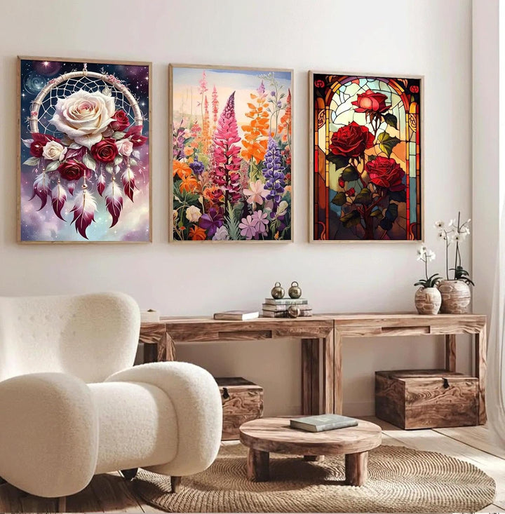 JATOK 3 Stück Malen Nach Zahlen Erwachsene, DIY Blumen Gemälde für Anfänger, Handgemalt Ölgemälde Le