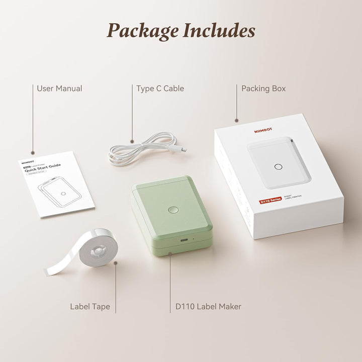 NIIMBOT D110 Etikettendrucker, Selbstklebendes Etikettiergerät Tragbarer Labeldrucker Label Printer
