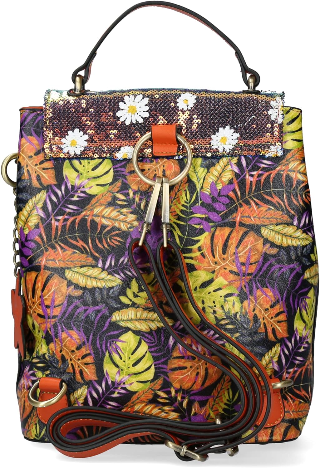 Laura Vita Damen Rucksack Handtasche Steckschloss lässig Trend Sommerfarbe Artio Rot+lila Dunkel, Ro