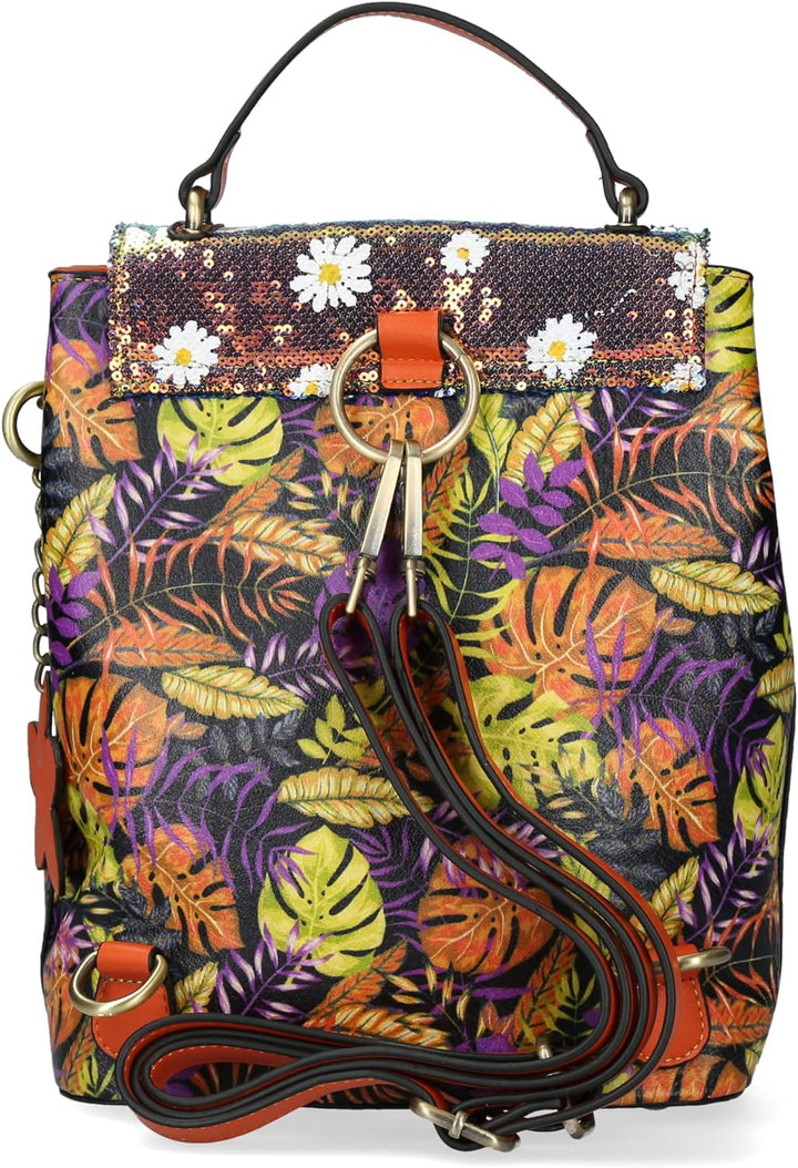 Laura Vita Damen Rucksack Handtasche Steckschloss lässig Trend Sommerfarbe Artio Rot+lila Dunkel, Ro