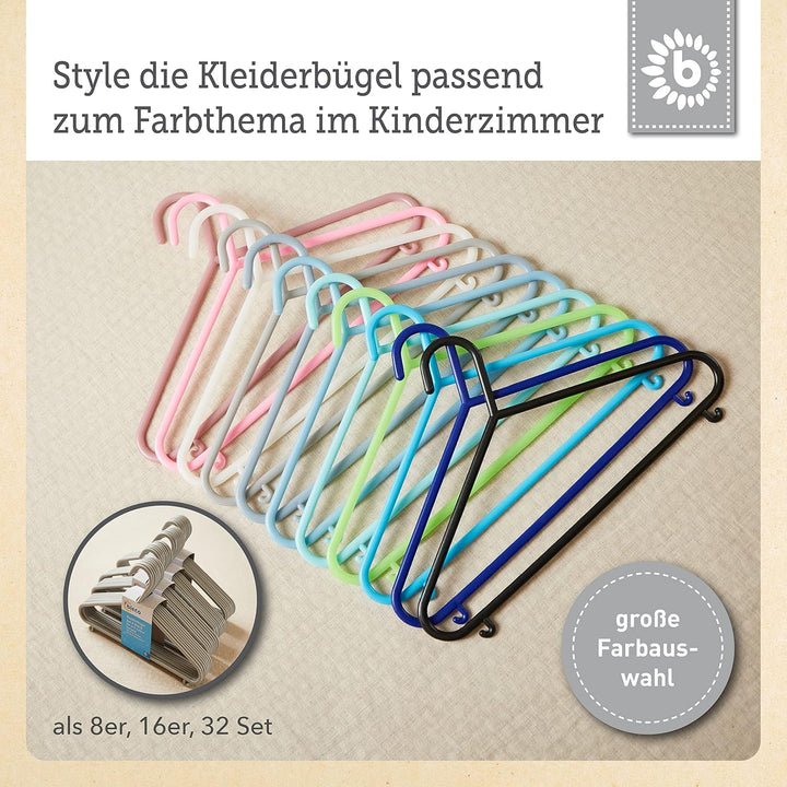 Bieco Kleiderbügel Kinder 32 St. Grau | Länge ca 30 cm | Baby Kleiderbügel | Kinder Kleiderbügel | B