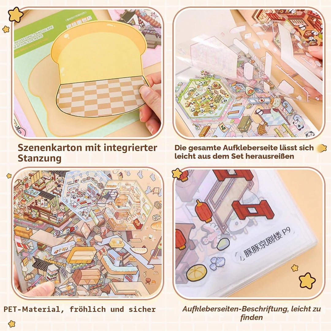 30 Sets 3D-Miniatur-Aufkleber-Szenen, 30 Set