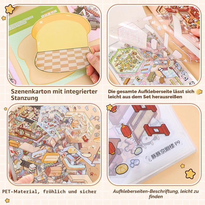 30 Sets 3D-Miniatur-Aufkleber-Szenen, 30 Set