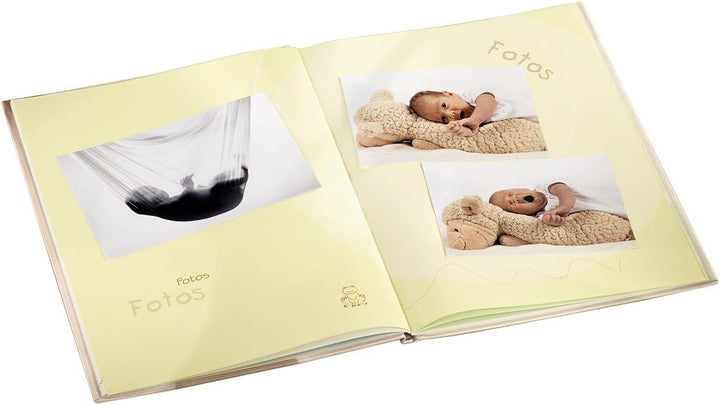 Hama Babyalbum Baby Feel (Fotoalbum mit 60 Seiten für 300 Fotos, Album Format 29 x 32 cm) Sand & Bab
